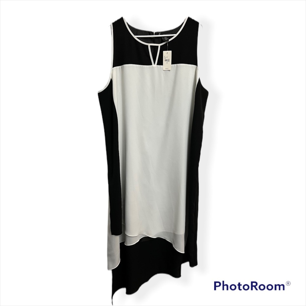 Lane Bryant asymmetrical black & white dress, sz 18/20, NWT!